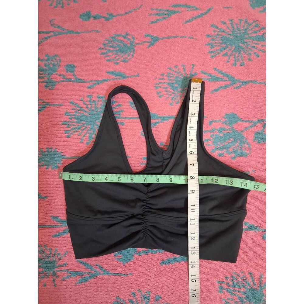 Alo yoga womens medium sports bra gray cinched ruched gym Activewear running - Picture 2 of 8